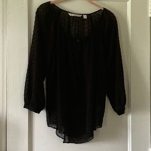 LC Lauren Conrad black sheer 3/4 sleeve blouse size medium